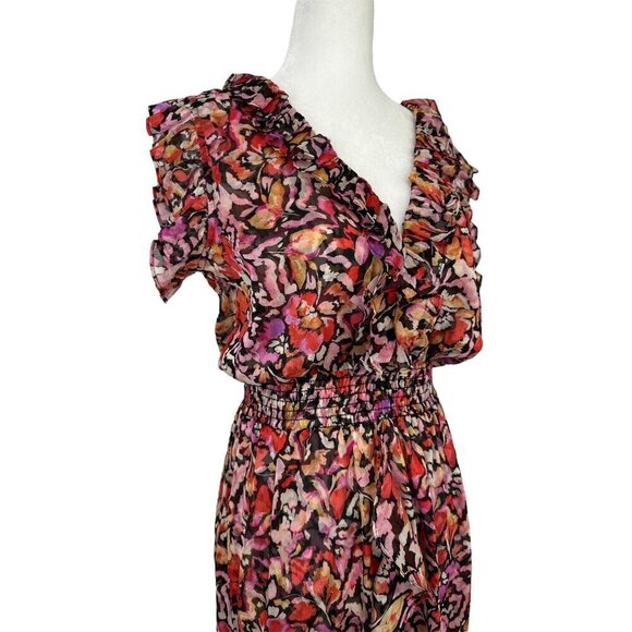 Misa Los Angeles Kidada Dress in Fire Flora Medium New Womens Midi - Picture 8 of 13